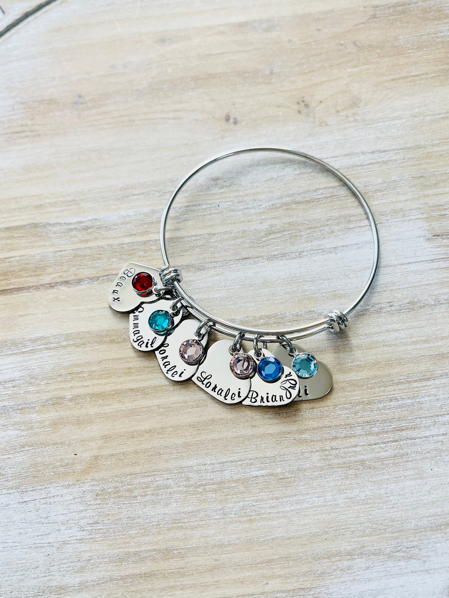 Personalized Grandma Bangle Bracelet Grandma Heart Bracelet Grandma Gift Grandma Jewelry Nana Bracelet Custom Grandma Gift