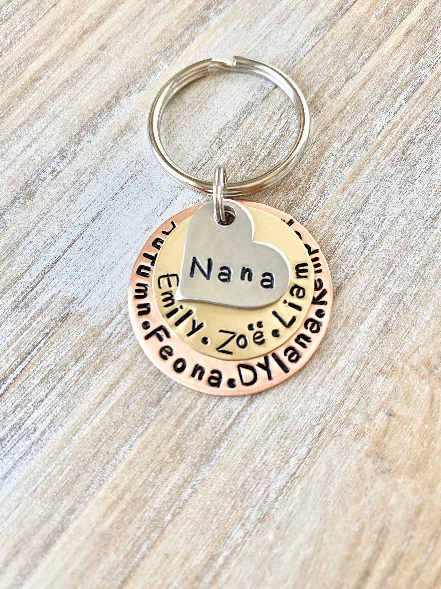 Nana Keychain MOM Keychain New Mom Mother's Day Gift Mom's Birthday Nana Keychain Grandma Keychain Mixed Metal Keychain Stamped Accessory