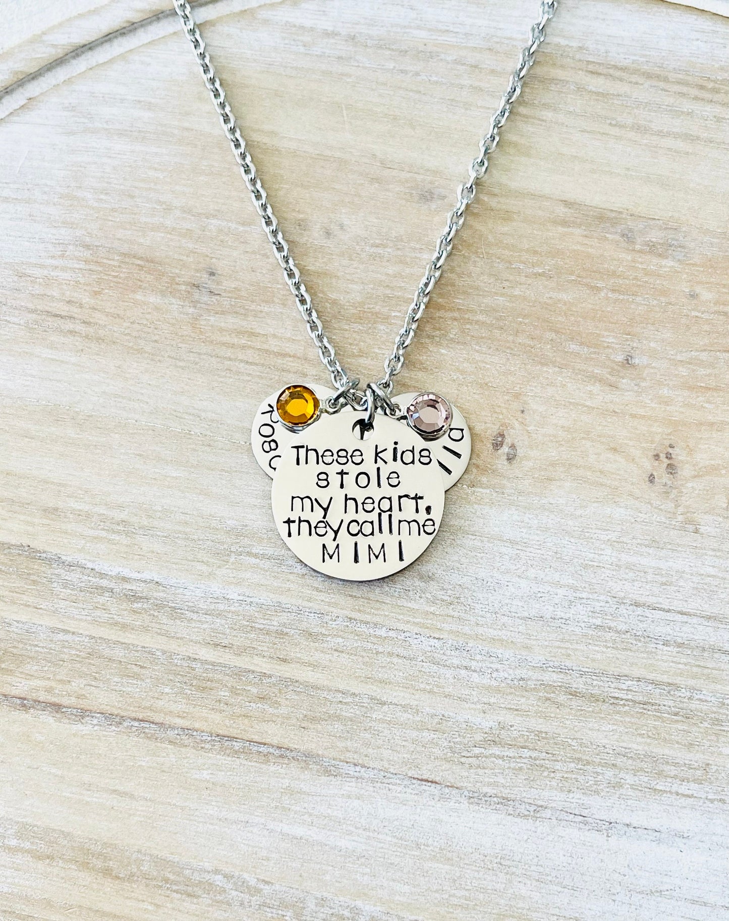 These Kids Who Stole My Heart Necklace They Call Me Mimi Jewelry Hand Stamped Gift For Mimi Custom Necklace Gift for Mom