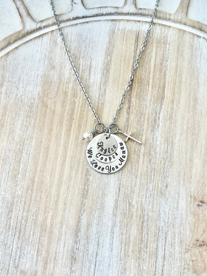 Personalized Gift Handmade Disc Mom Necklace Grandma Gift Mamaw Necklace Gifts for Mom Mama Nana Gigi Mimi Family Handmade Jewelry Gift