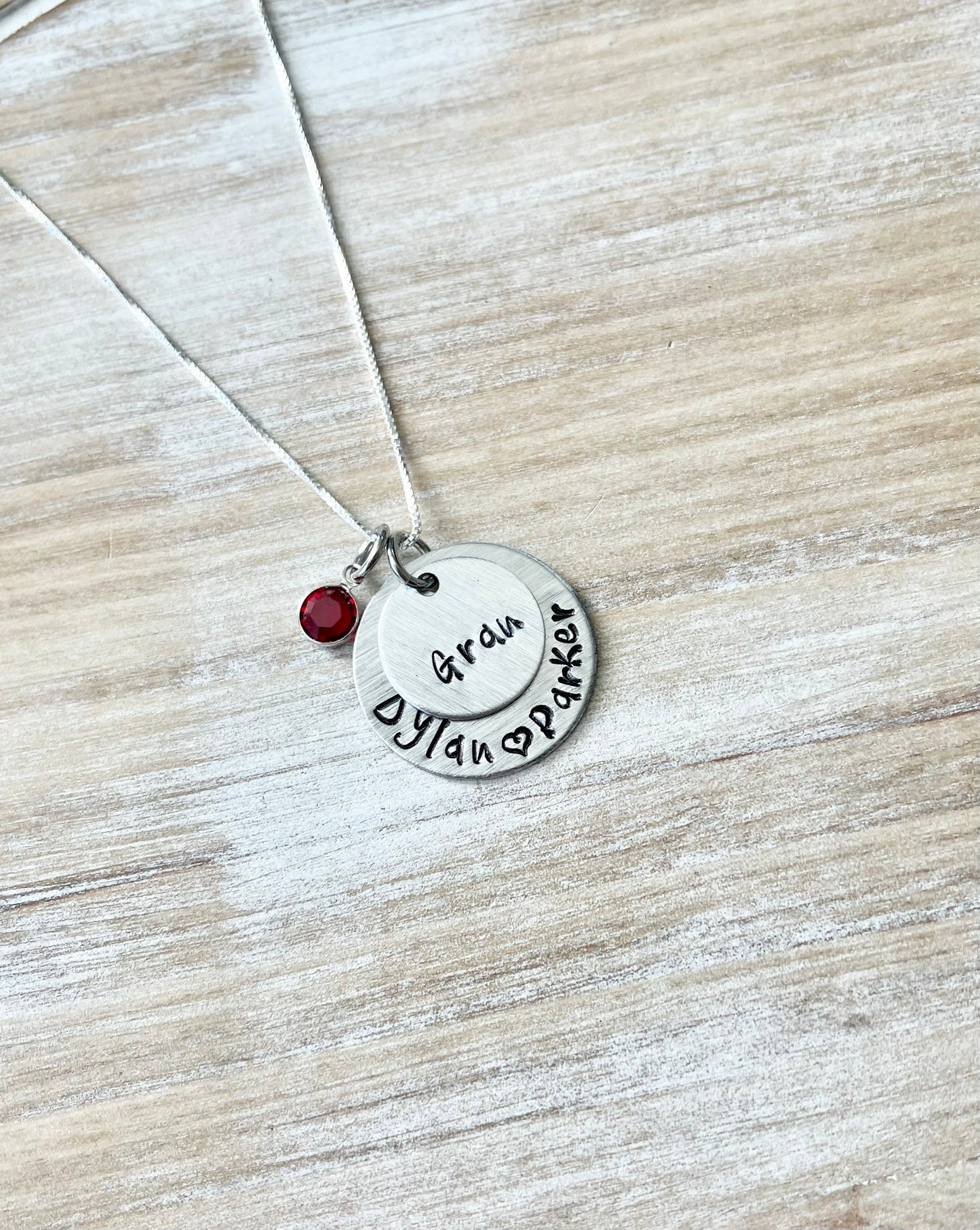 Gram Necklace Grandchild Necklace Personalized Necklace Personalized Jewelry Handstamped Necklace Birthstone Necklace