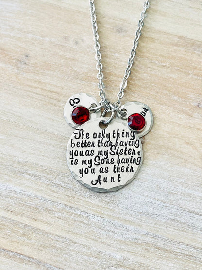Aunt Quote Necklace Gift for Sister Aunt Necklace Auntie Jewelry Personalized Jewelry Handstamped Jewelry Name Necklace Auntie Necklace