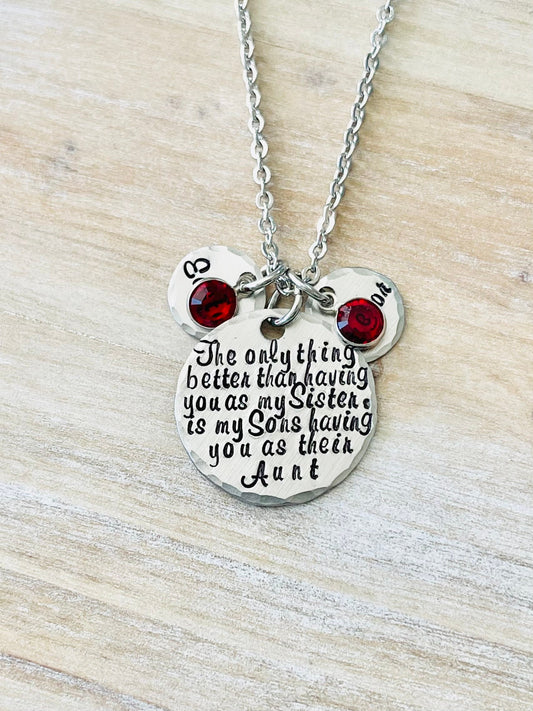 Aunt Quote Necklace Gift for Sister Aunt Necklace Auntie Jewelry Personalized Jewelry Handstamped Jewelry Name Necklace Auntie Necklace