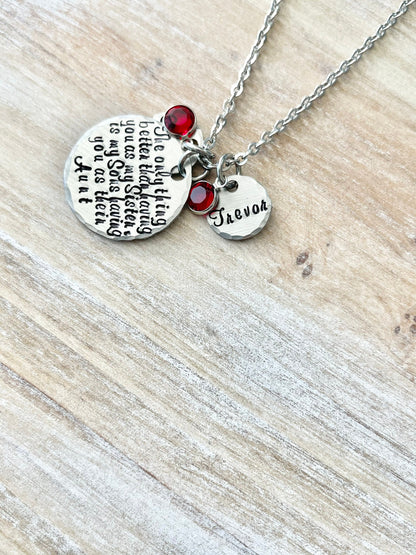 Aunt Quote Necklace Gift for Sister Aunt Necklace Auntie Jewelry Personalized Jewelry Handstamped Jewelry Name Necklace Auntie Necklace
