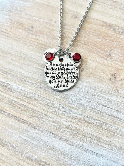 Aunt Quote Necklace Gift for Sister Aunt Necklace Auntie Jewelry Personalized Jewelry Handstamped Jewelry Name Necklace Auntie Necklace