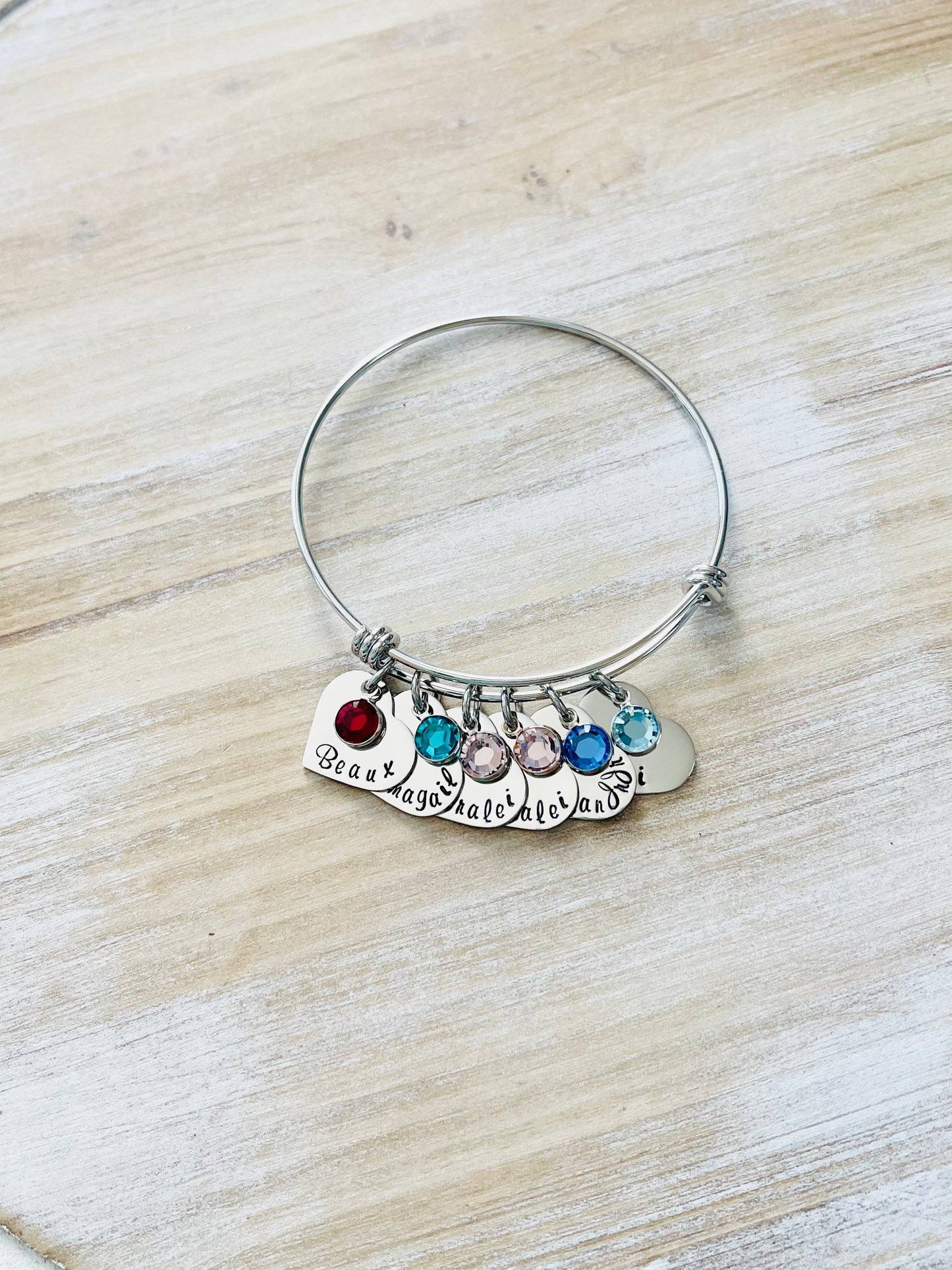 Personalized Grandma Bangle Bracelet Grandma Heart Bracelet Grandma Gift Grandma Jewelry Nana Bracelet Custom Grandma Gift