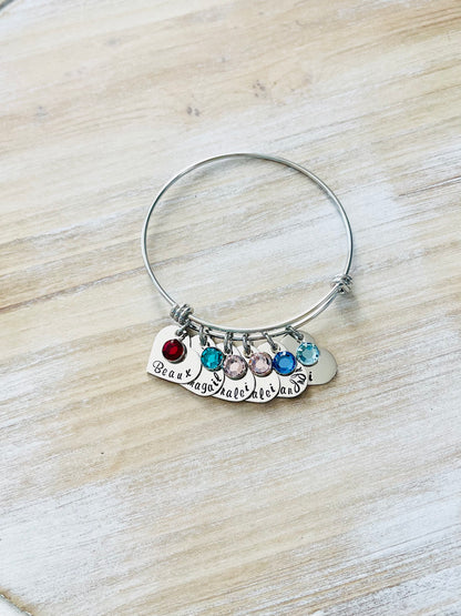 Personalized Grandma Bangle Bracelet Grandma Heart Bracelet Grandma Gift Grandma Jewelry Nana Bracelet Custom Grandma Gift