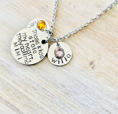 These Kids Who Stole My Heart Necklace They Call Me Mimi Jewelry Hand Stamped Gift For Mimi Custom Necklace Gift for Mom