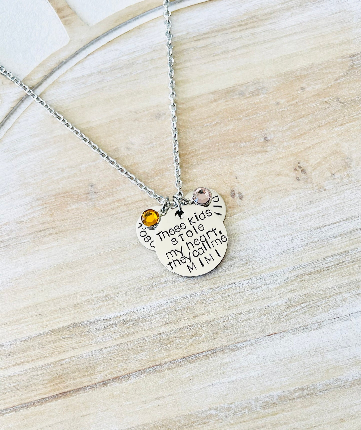 These Kids Who Stole My Heart Necklace They Call Me Mimi Jewelry Hand Stamped Gift For Mimi Custom Necklace Gift for Mom