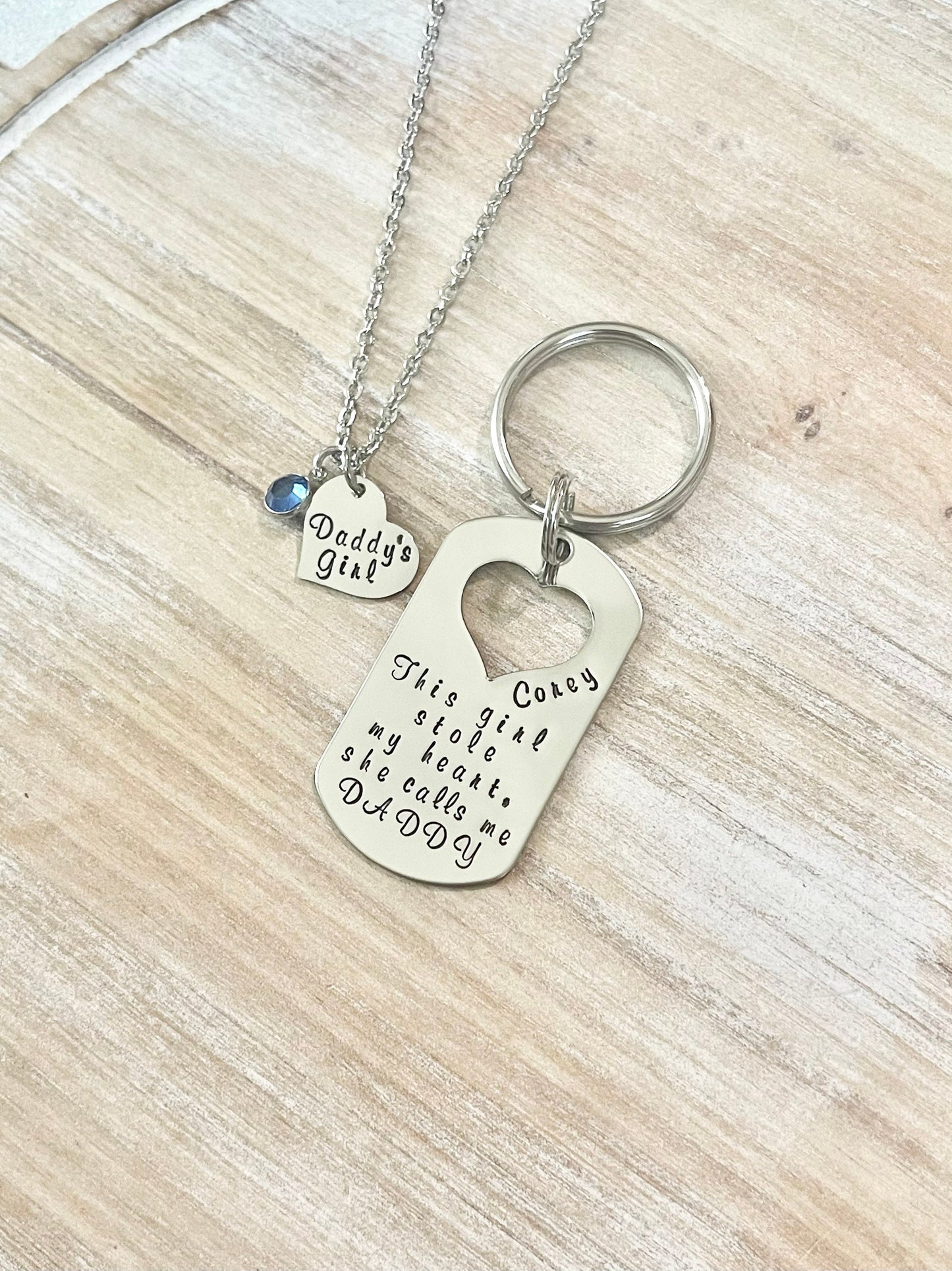 This Girl Stole My Heart Keychain Daddy Keychain Handstamped Keychain Gift for New Dad Dad Keychain Daddys Girl Necklace Daddy Daughter Gift