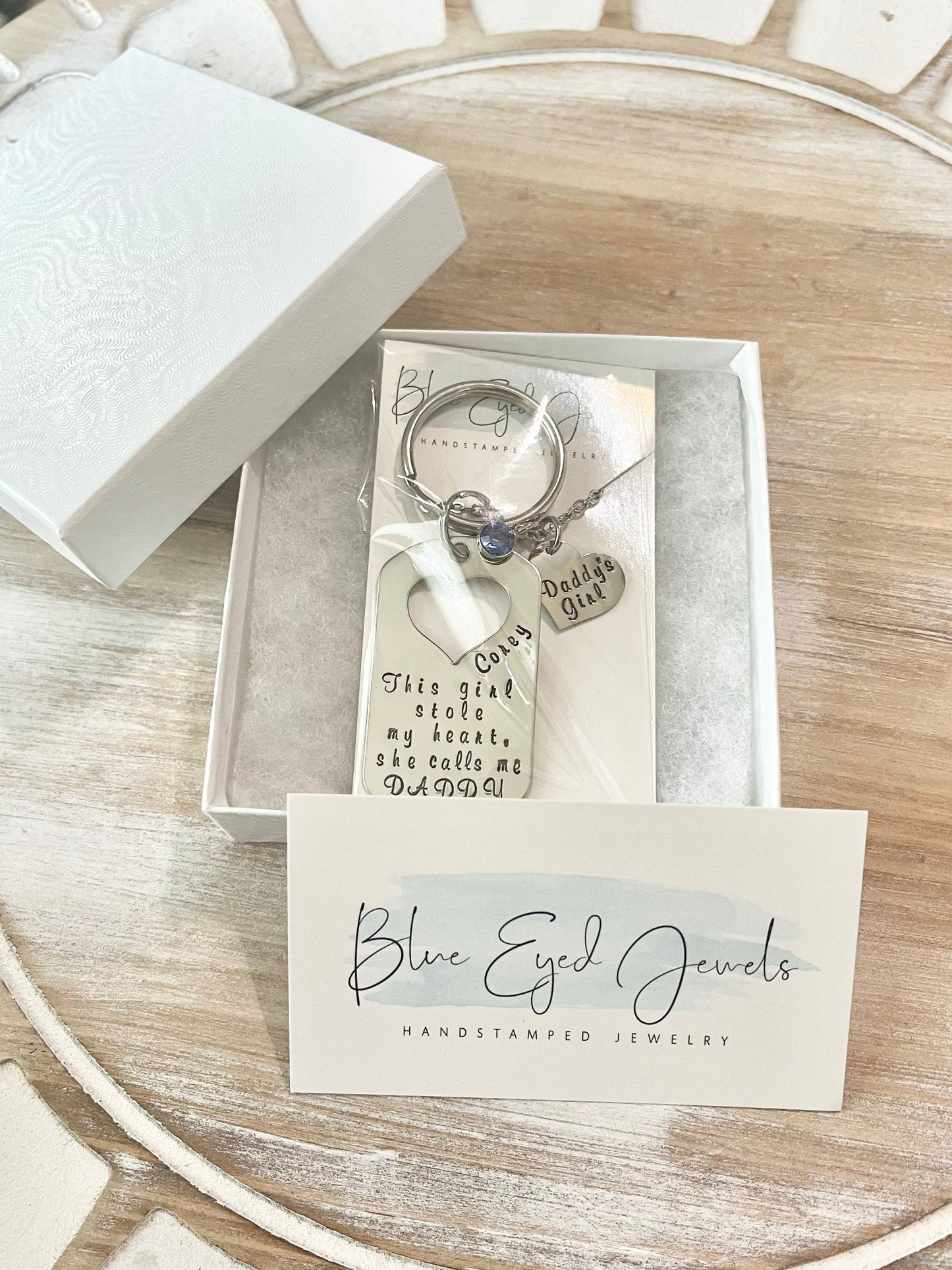 This Girl Stole My Heart Keychain Daddy Keychain Handstamped Keychain Gift for New Dad Dad Keychain Daddys Girl Necklace Daddy Daughter Gift