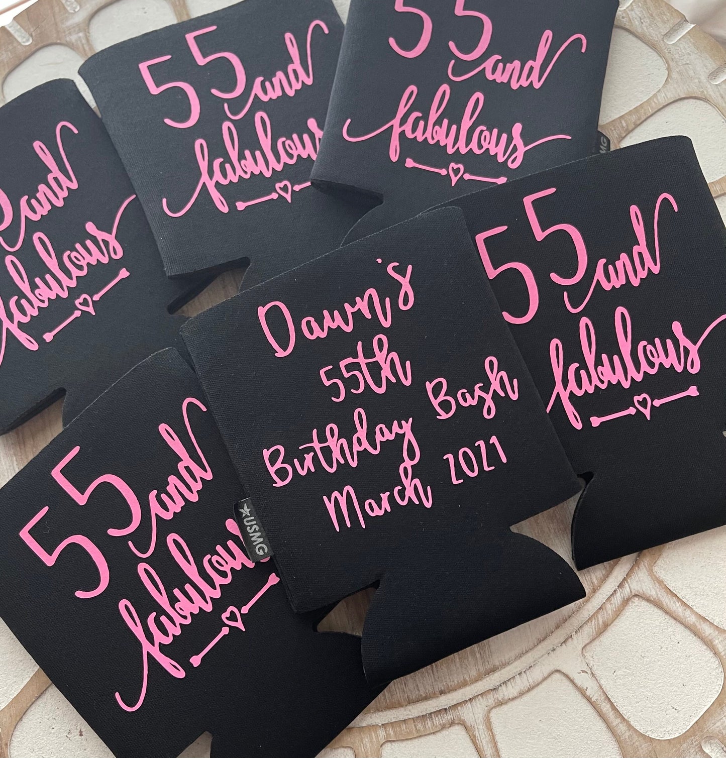 55th Birthday Can Coolers: Cheers to 55 Years, Personalized Party Favors