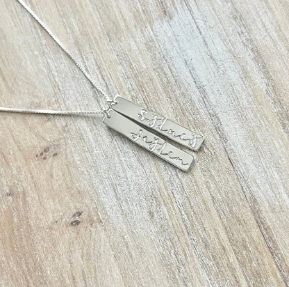 Sterling Silver Bar Necklace Custom Name Bar Nameplate Necklace Personalized Bar Layering Bar Horizontal Skinny Name Necklace