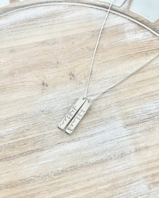 Sterling Silver Bar Necklace Custom Name Bar Nameplate Necklace Personalized Bar Layering Bar Horizontal Skinny Name Necklace