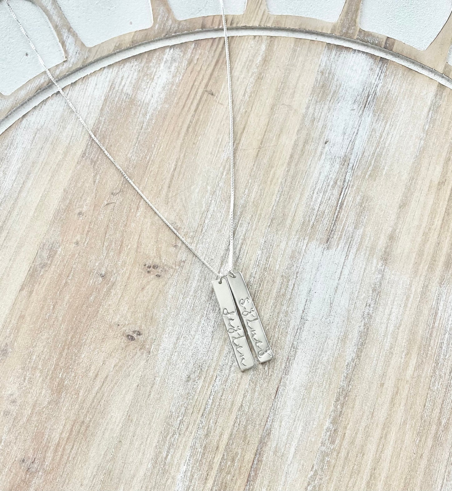 Sterling Silver Bar Necklace Custom Name Bar Nameplate Necklace Personalized Bar Layering Bar Horizontal Skinny Name Necklace