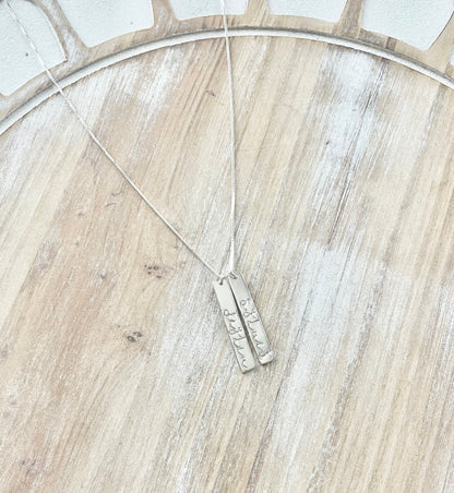 Sterling Silver Bar Necklace Custom Name Bar Nameplate Necklace Personalized Bar Layering Bar Horizontal Skinny Name Necklace