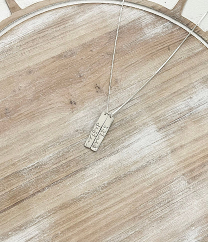 Sterling Silver Bar Necklace Custom Name Bar Nameplate Necklace Personalized Bar Layering Bar Horizontal Skinny Name Necklace