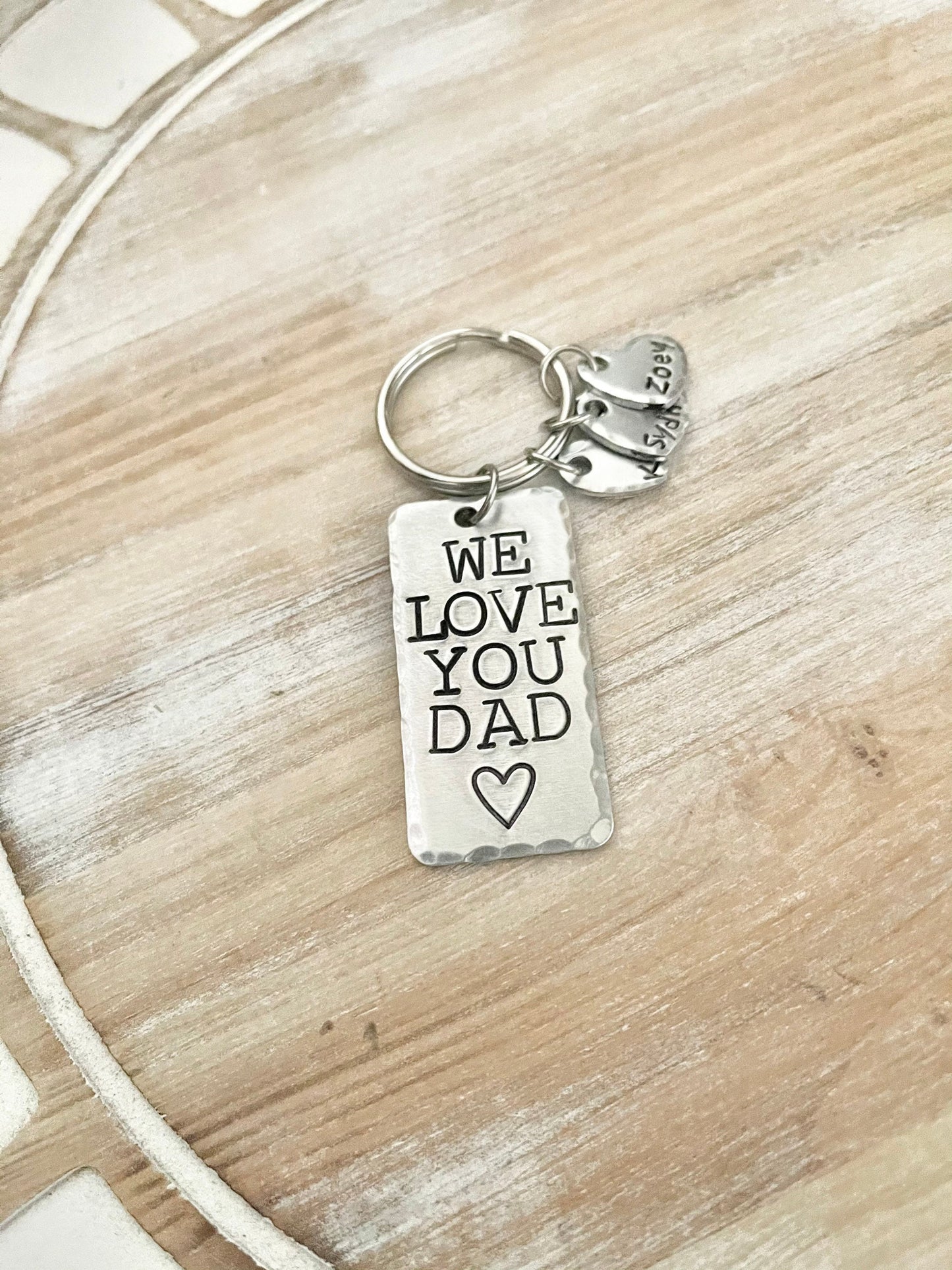 We Love You Dad Keychain Fathers Day Gift Gift for Dad Dad Keychain Handstamped Keychain Heart Keychain Dad Birthday Gift Name Keychain
