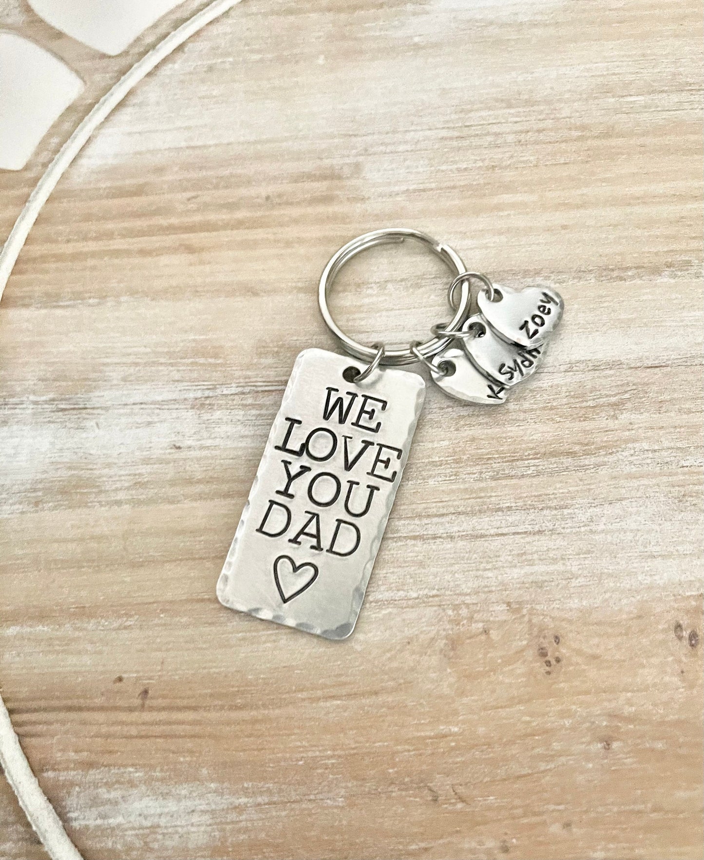 We Love You Dad Keychain Fathers Day Gift Gift for Dad Dad Keychain Handstamped Keychain Heart Keychain Dad Birthday Gift Name Keychain