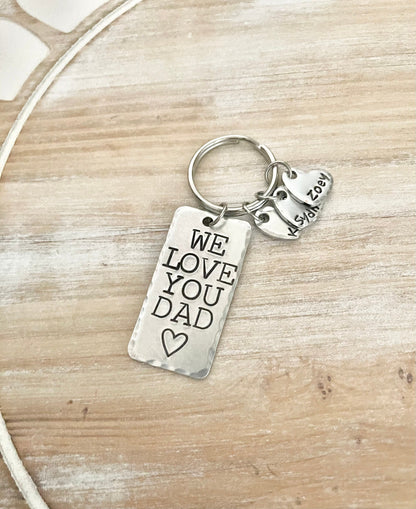 We Love You Dad Keychain Fathers Day Gift Gift for Dad Dad Keychain Handstamped Keychain Heart Keychain Dad Birthday Gift Name Keychain