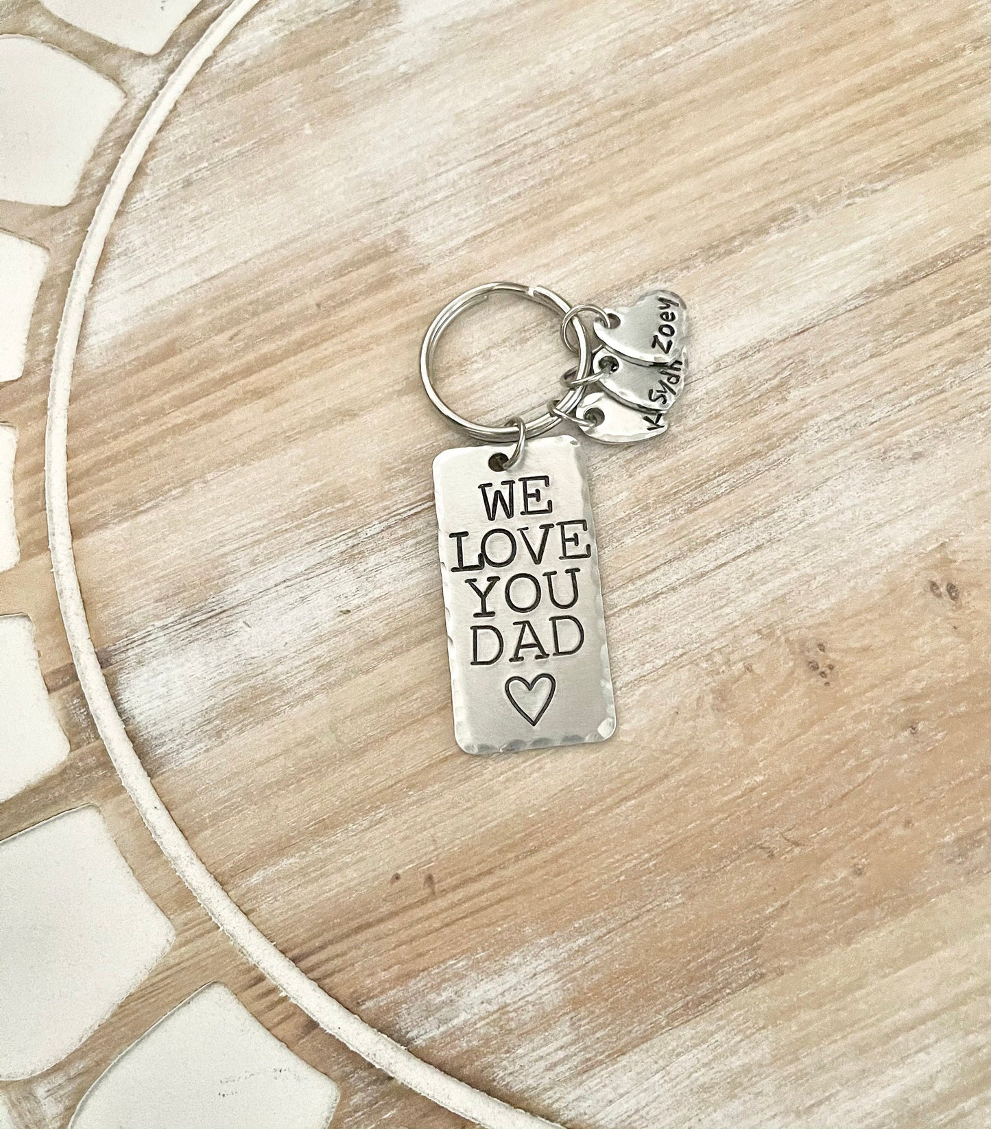 We Love You Dad Keychain Fathers Day Gift Gift for Dad Dad Keychain Handstamped Keychain Heart Keychain Dad Birthday Gift Name Keychain