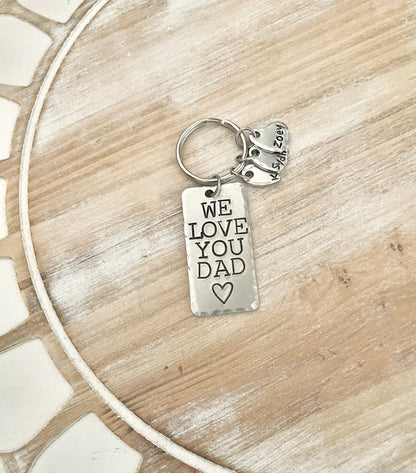 We Love You Dad Keychain Fathers Day Gift Gift for Dad Dad Keychain Handstamped Keychain Heart Keychain Dad Birthday Gift Name Keychain