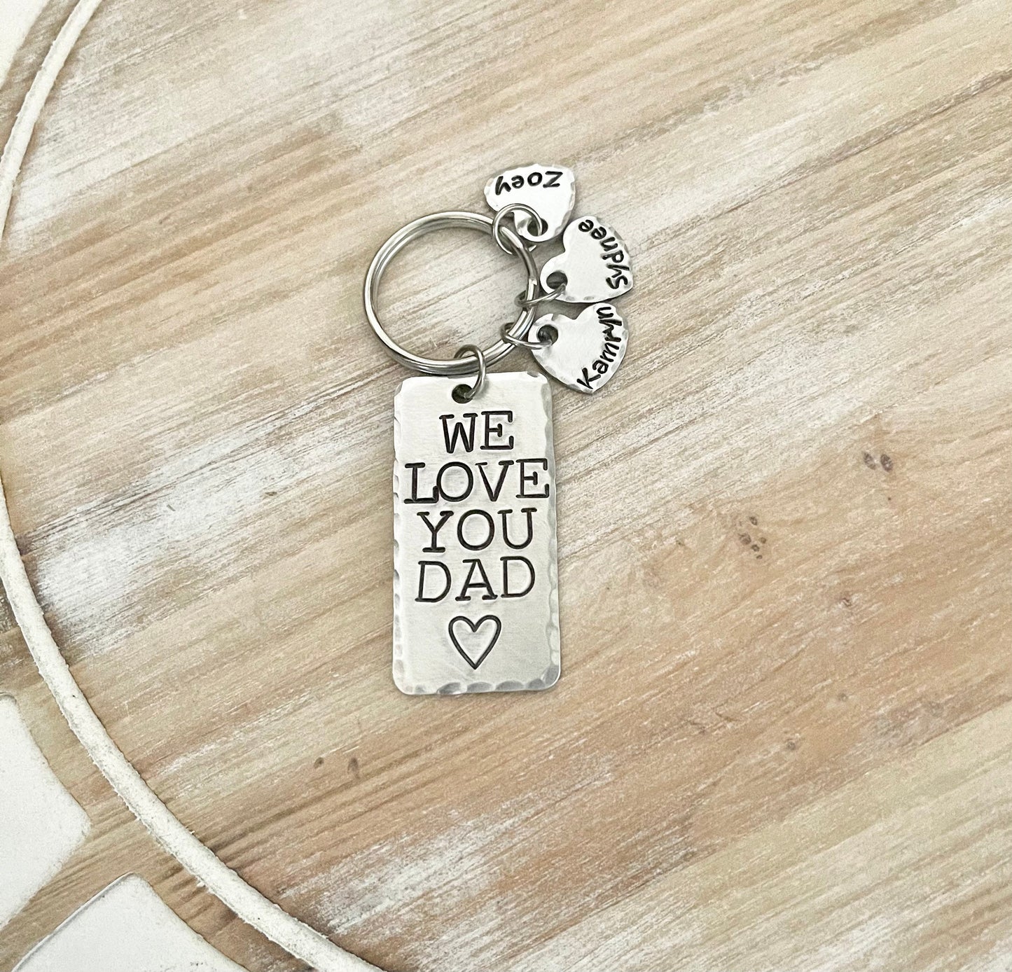 We Love You Dad Keychain Fathers Day Gift Gift for Dad Dad Keychain Handstamped Keychain Heart Keychain Dad Birthday Gift Name Keychain