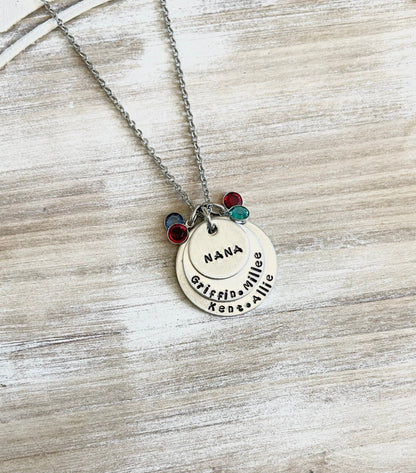Nana Necklace Nana Jewelry Personalized Jewelry Handstamped Jewelry Name Necklace Grandma Necklace Grandma Jewelry