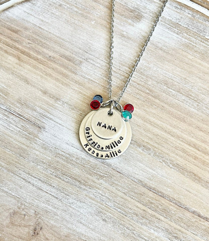 Nana Necklace Nana Jewelry Personalized Jewelry Handstamped Jewelry Name Necklace Grandma Necklace Grandma Jewelry