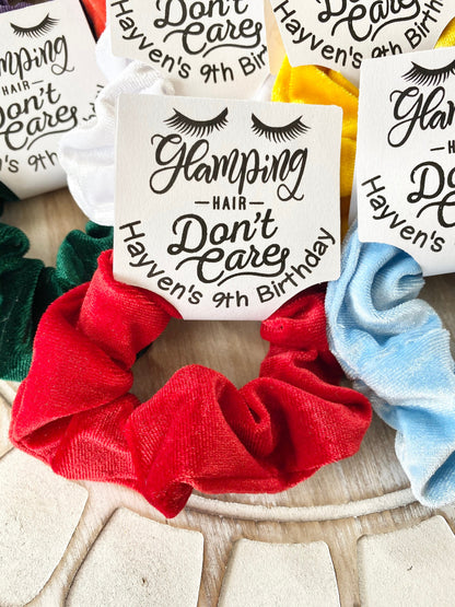 Velvet Scrunchie Party Favors: Glamping Sleepover Birthday Gift