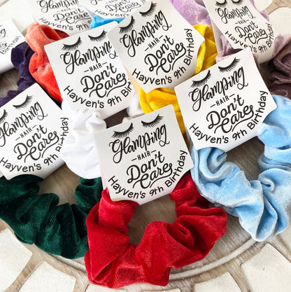 Velvet Scrunchie Party Favors: Glamping Sleepover Birthday Gift