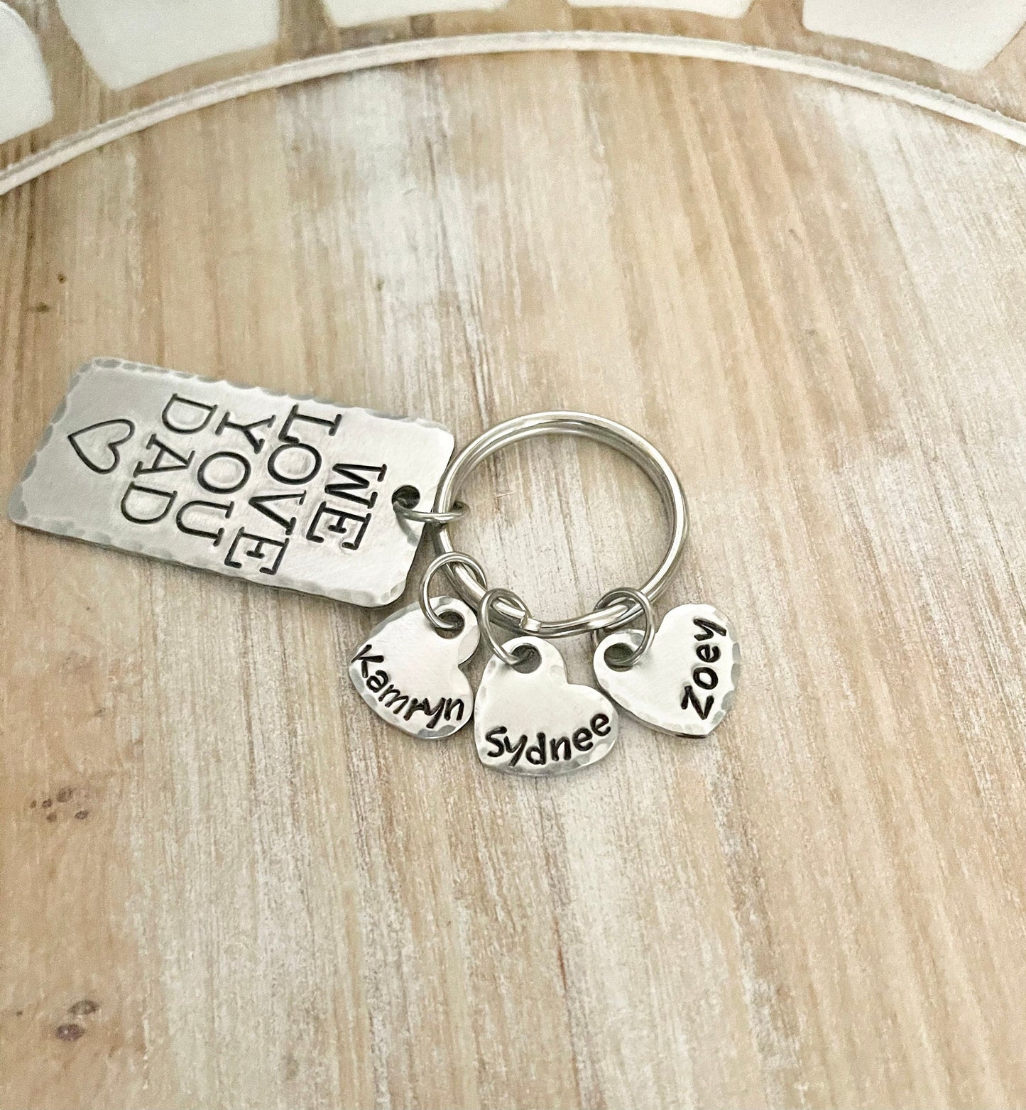 We Love You Dad Keychain Fathers Day Gift Gift for Dad Dad Keychain Handstamped Keychain Heart Keychain Dad Birthday Gift Name Keychain