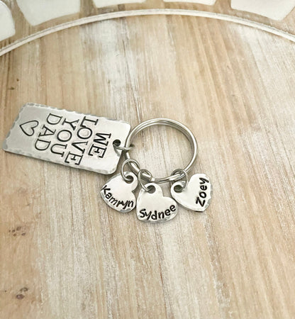 We Love You Dad Keychain Fathers Day Gift Gift for Dad Dad Keychain Handstamped Keychain Heart Keychain Dad Birthday Gift Name Keychain