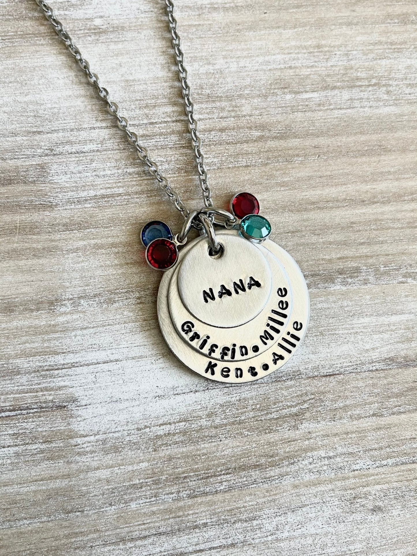 Nana Necklace Nana Jewelry Personalized Jewelry Handstamped Jewelry Name Necklace Grandma Necklace Grandma Jewelry
