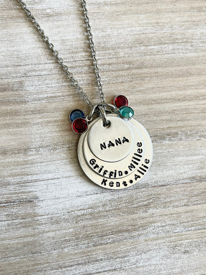 Nana Necklace Nana Jewelry Personalized Jewelry Handstamped Jewelry Name Necklace Grandma Necklace Grandma Jewelry