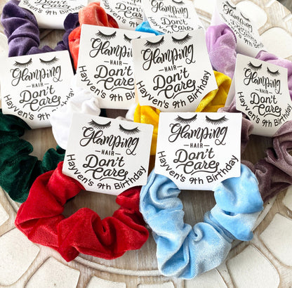 Velvet Scrunchie Party Favors: Glamping Sleepover Birthday Gift