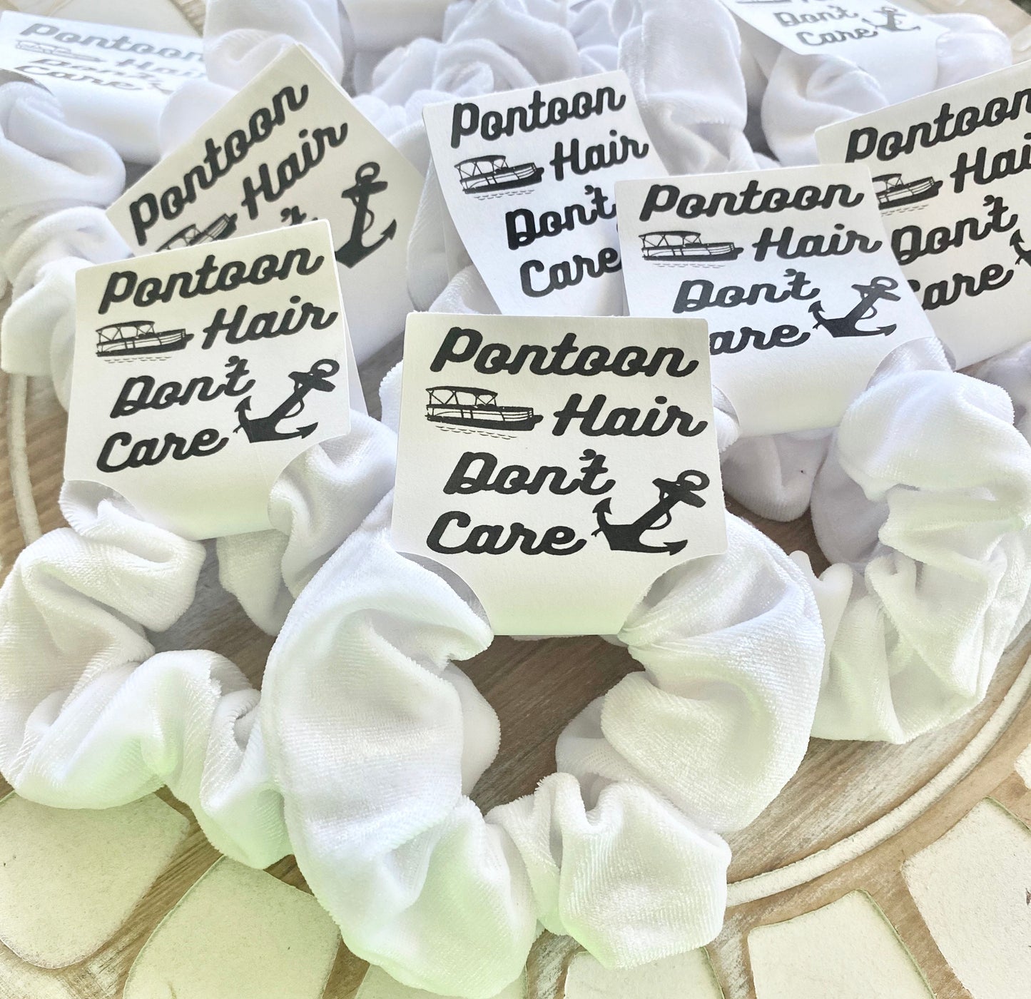Velvet Scrunchies: Pontoon Hair Don't Care, Bachelorette Party Favors