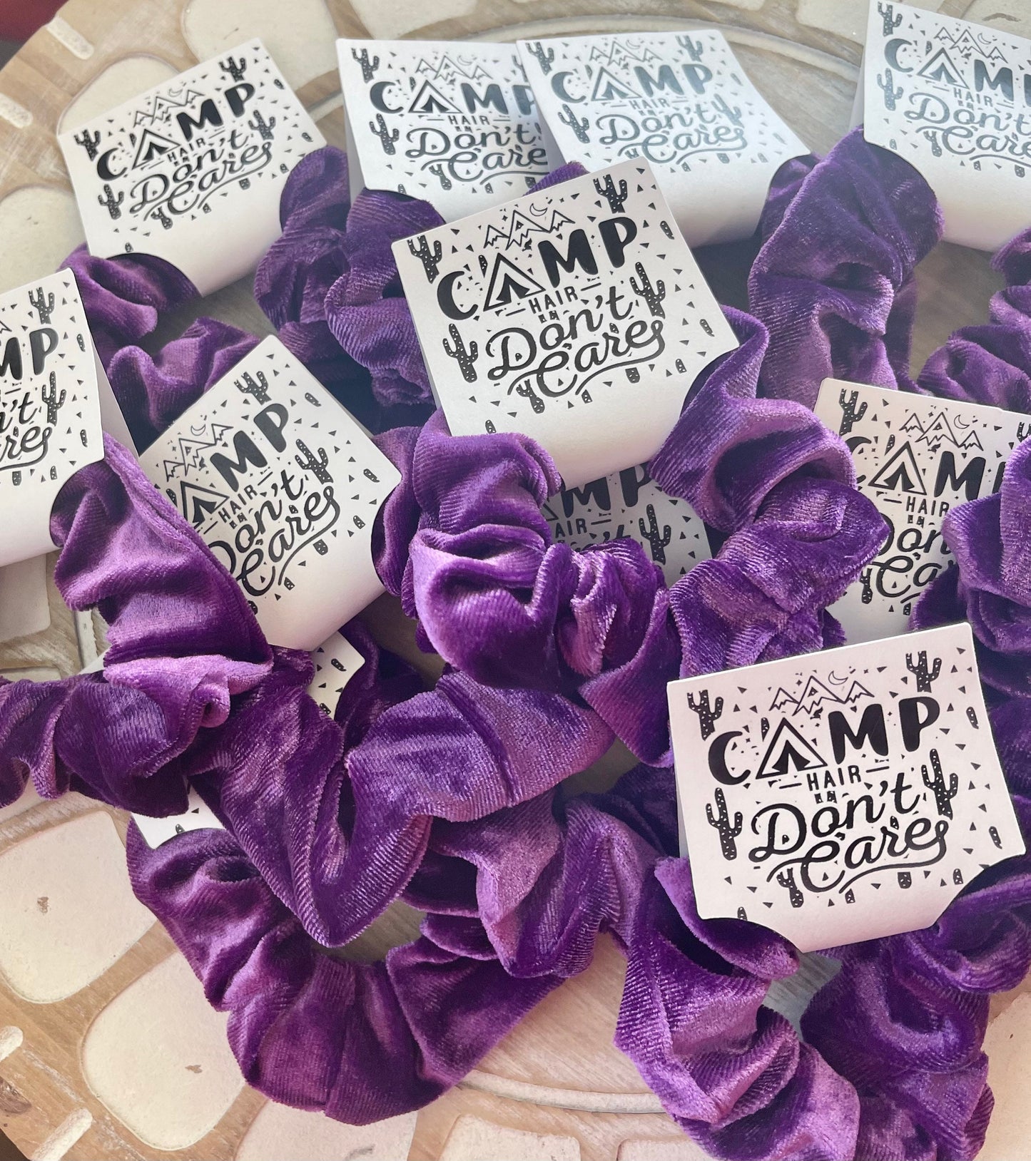 Camp Hair Don't Care Velvet Scrunchie: Sleepover Party Favor