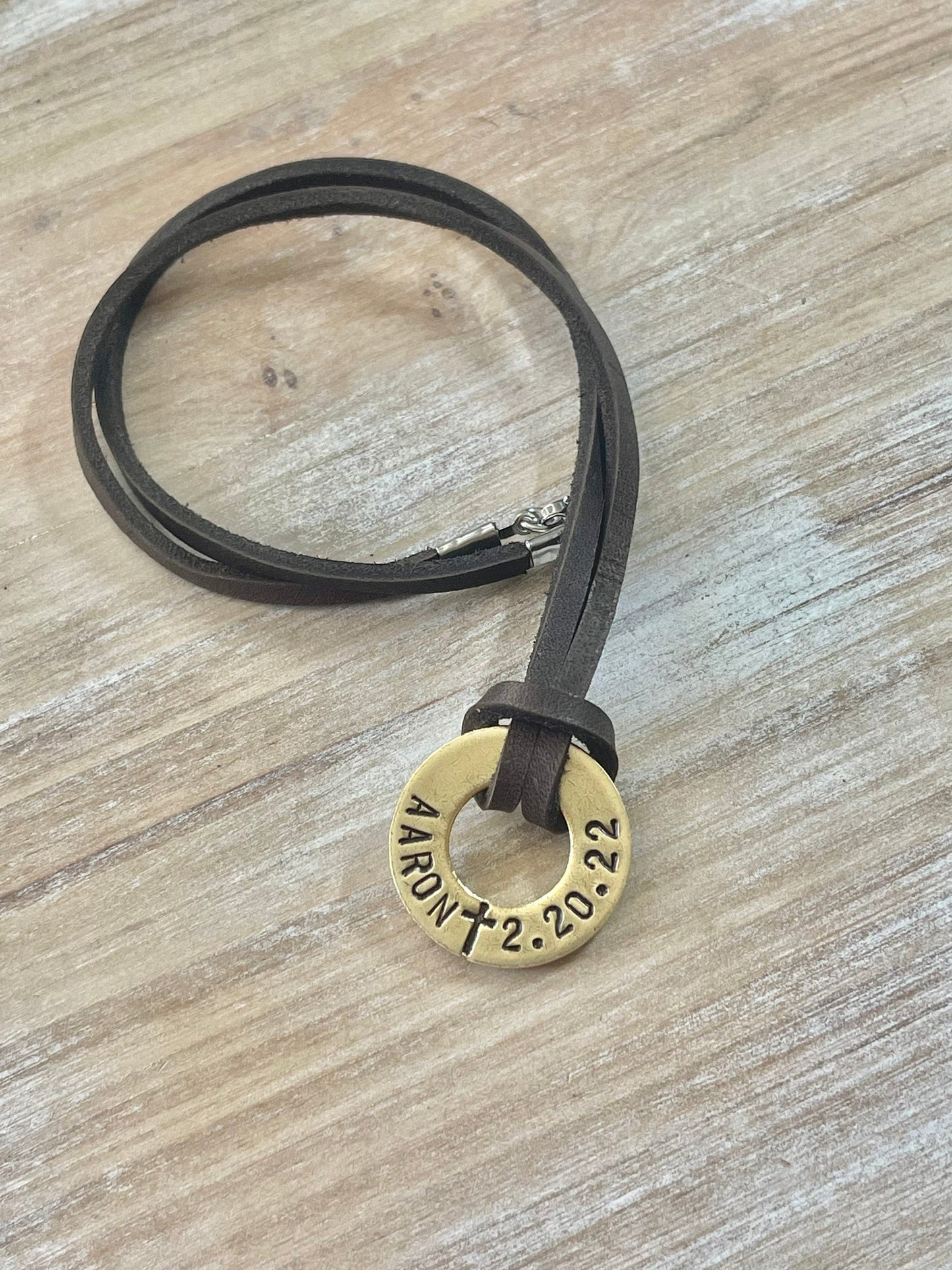 Baptism Gift Christian Jewelry Boys Baptism Necklace with Custom Baptized Date Hand Stamped Religious Jewelry for Him