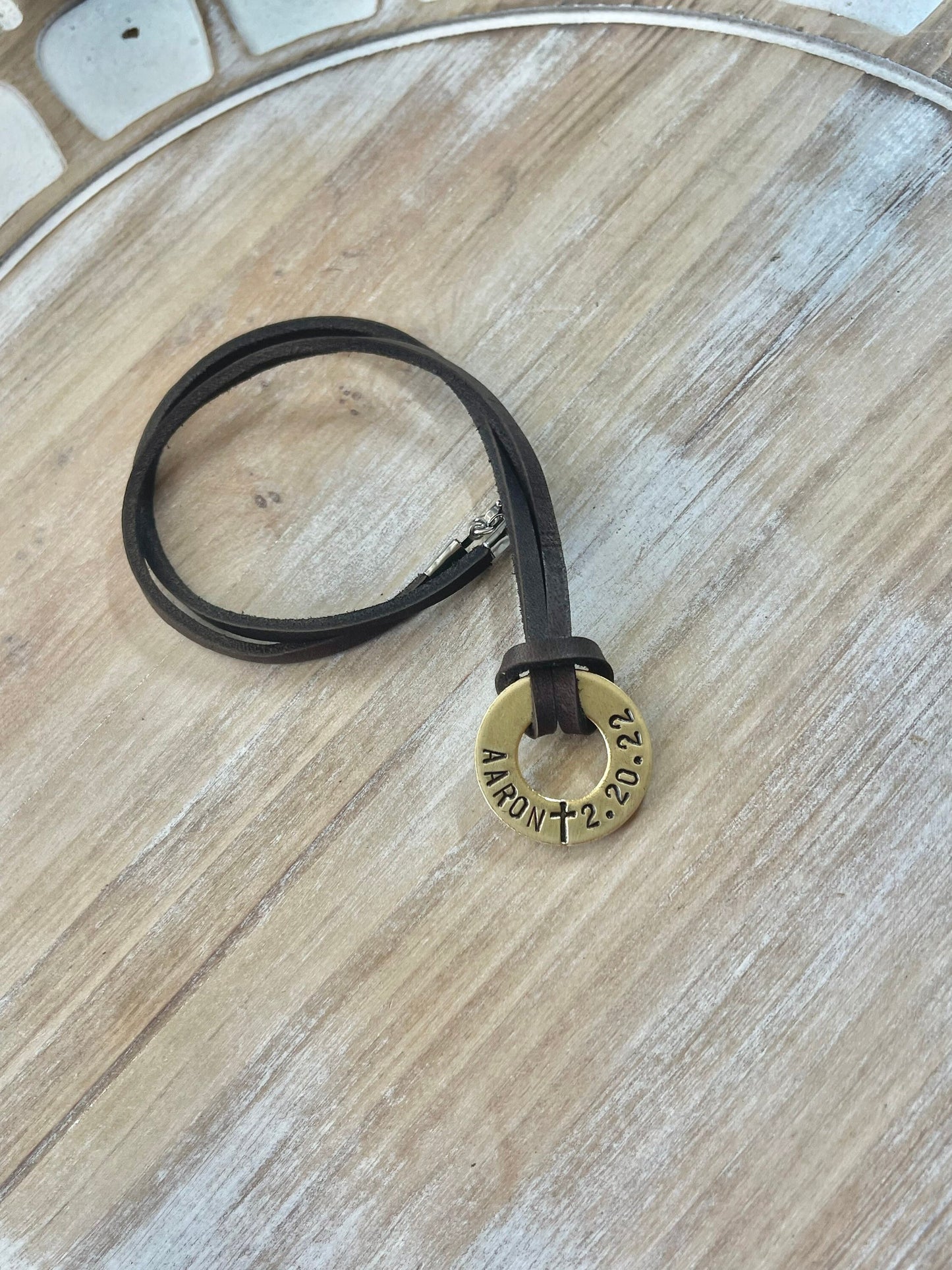 Baptism Gift Christian Jewelry Boys Baptism Necklace with Custom Baptized Date Hand Stamped Religious Jewelry for Him