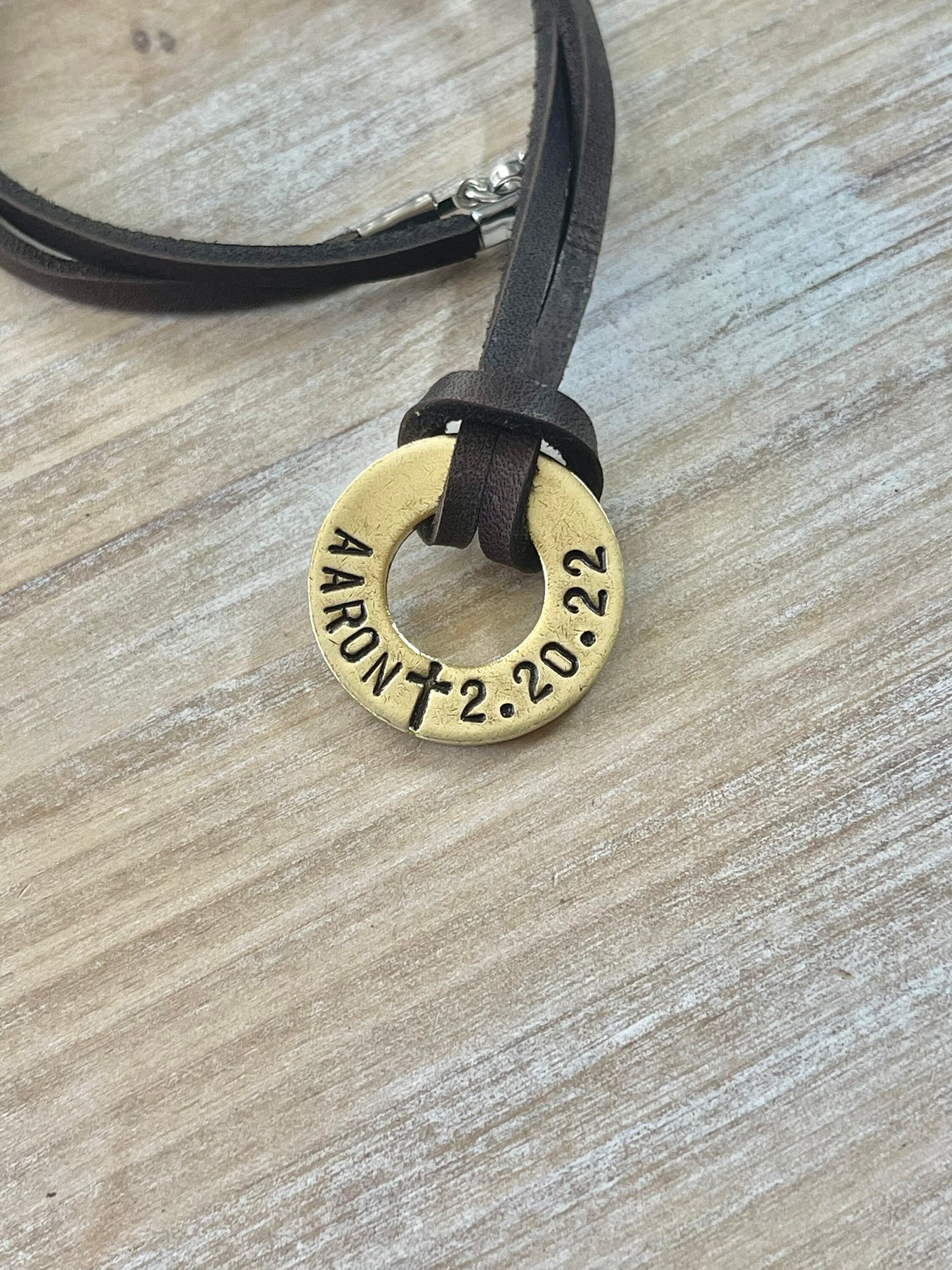 Baptism Gift Christian Jewelry Boys Baptism Necklace with Custom Baptized Date Hand Stamped Religious Jewelry for Him