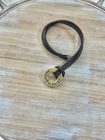 Baptism Gift Christian Jewelry Boys Baptism Necklace with Custom Baptized Date Hand Stamped Religious Jewelry for Him