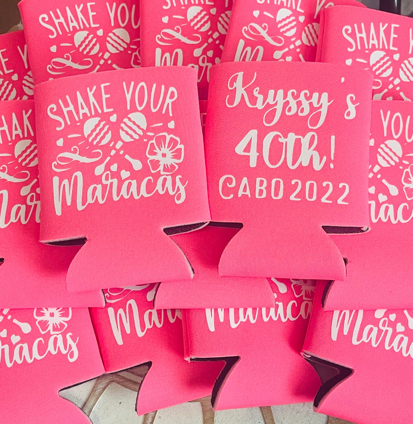 Personalized 40th Birthday Can Coolers: Fiesta Party Favors