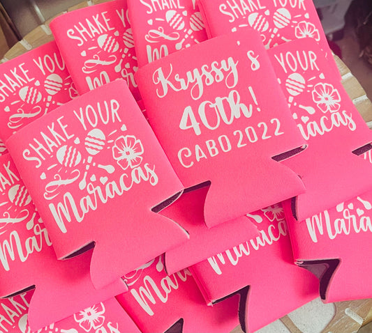 Personalized 40th Birthday Can Coolers: Fiesta Party Favors