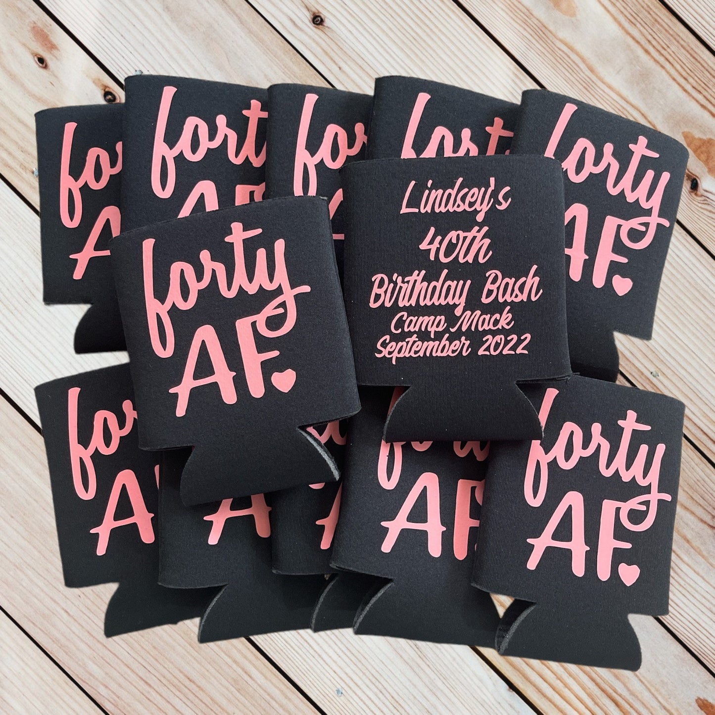 Forty AF 40th Birthday Can Coolers: Custom Party Favors