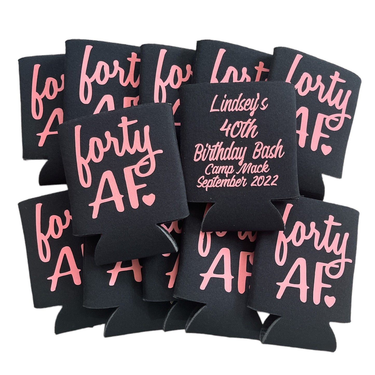 Forty AF 40th Birthday Can Coolers: Custom Party Favors