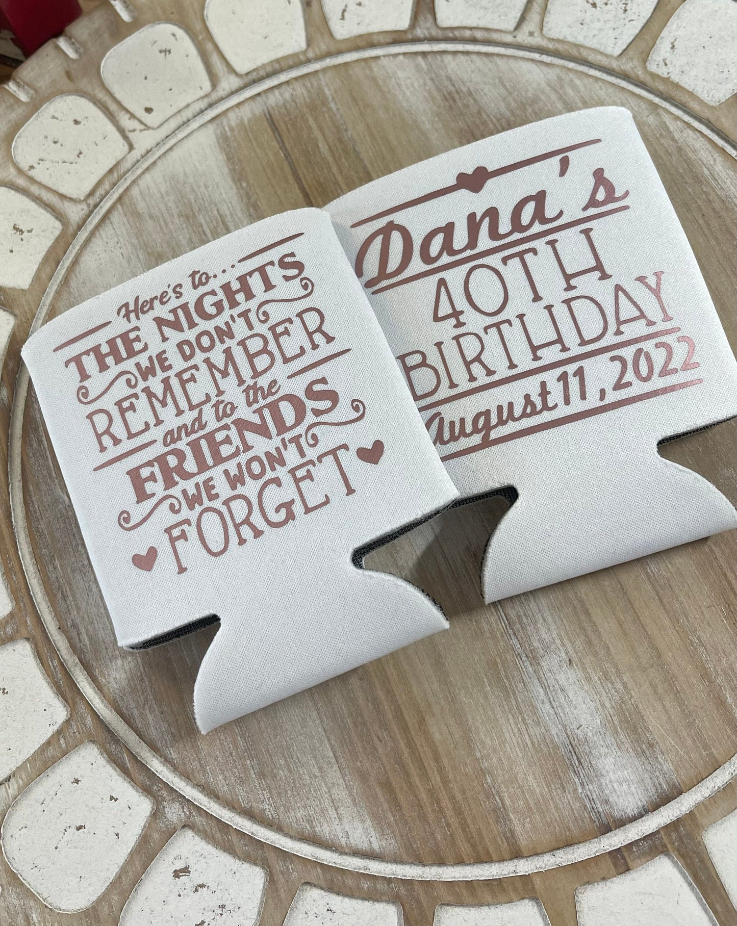 Personalized 40th Birthday Can Coolers: Friends & Nights Design