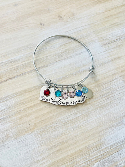 Personalized Grandma Bangle Bracelet Grandma Heart Bracelet Grandma Gift Grandma Jewelry Nana Bracelet Custom Grandma Gift