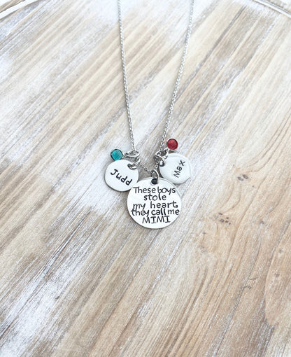 There's these boys who stole my heart Mom Necklace Personalize Jewelry Mothers Day Gift Grandma Jewelry Custom