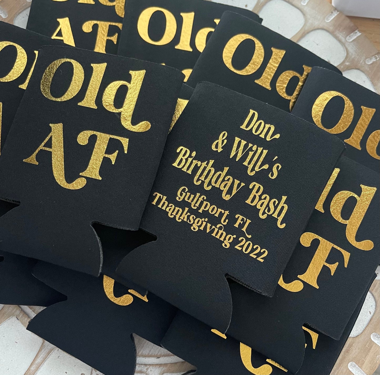 Old AF Birthday Can Coolers: Custom 30th Birthday Party Favors